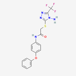 molecular formula C17H14F3N5O2S B11508699 2-{[4-amino-5-(trifluoromethyl)-4H-1,2,4-triazol-3-yl]sulfanyl}-N-(4-phenoxyphenyl)acetamide 