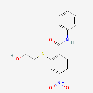 molecular formula C15H14N2O4S B11508700 2-[(2-hydroxyethyl)sulfanyl]-4-nitro-N-phenylbenzamide 