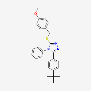 molecular formula C26H27N3OS B11508707 3-(4-tert-butylphenyl)-5-[(4-methoxybenzyl)sulfanyl]-4-phenyl-4H-1,2,4-triazole 