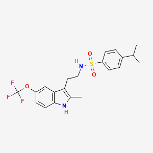 molecular formula C21H23F3N2O3S B11508724 N-{2-[2-methyl-5-(trifluoromethoxy)-1H-indol-3-yl]ethyl}-4-(propan-2-yl)benzenesulfonamide 