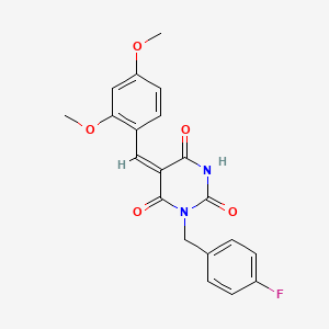 molecular formula C20H17FN2O5 B11508727 (5E)-5-[(2,4-dimethoxyphenyl)methylidene]-1-[(4-fluorophenyl)methyl]-1,3-diazinane-2,4,6-trione 