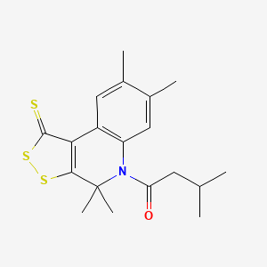 molecular formula C19H23NOS3 B11508820 3-methyl-1-(4,4,7,8-tetramethyl-1-thioxo-1,4-dihydro-5H-[1,2]dithiolo[3,4-c]quinolin-5-yl)butan-1-one 