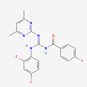 molecular formula C20H16F3N5O B11508825 N-[(Z)-[(2,4-Difluorophenyl)amino][(4,6-dimethylpyrimidin-2-YL)amino]methylidene]-4-fluorobenzamide 