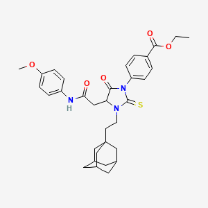 Ethyl 4-{3-[2-(adamantan-1-YL)ethyl]-4-{[(4-methoxyphenyl)carbamoyl]methyl}-5-oxo-2-sulfanylideneimidazolidin-1-YL}benzoate