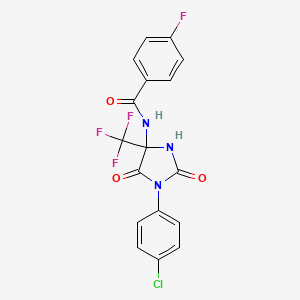 N-[1-(4-chlorophenyl)-2,5-dioxo-4-(trifluoromethyl)imidazolidin-4-yl]-4-fluorobenzamide