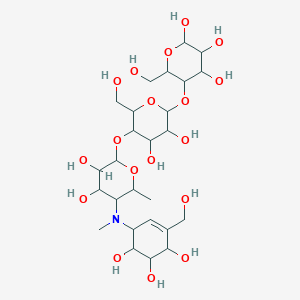 molecular formula C₂₆H₄₅NO₁₈ B1150892 5-[5-[3,4-Dihydroxy-6-methyl-5-[methyl-[4,5,6-trihydroxy-3-(hydroxymethyl)cyclohex-2-en-1-yl]amino]oxan-2-yl]oxy-3,4-dihydroxy-6-(hydroxymethyl)oxan-2-yl]oxy-6-(hydroxymethyl)oxane-2,3,4-triol 