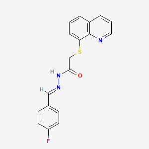 N'-[(E)-(4-fluorophenyl)methylidene]-2-(quinolin-8-ylsulfanyl)acetohydrazide