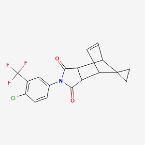 molecular formula C18H13ClF3NO2 B11508972 2-[4-chloro-3-(trifluoromethyl)phenyl]-3a,4,7,7a-tetrahydro-1H-spiro[2-aza-4,7-methanoisoindole-8,1'-cyclopropane]-1,3(2H)-dione 