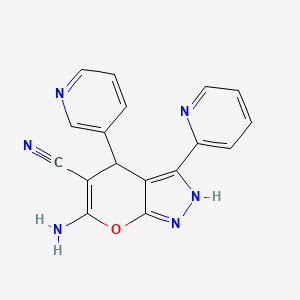 6-Amino-3-(pyridin-2-yl)-4-(pyridin-3-yl)-1,4-dihydropyrano[2,3-c]pyrazole-5-carbonitrile