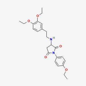 molecular formula C24H30N2O5 B11509013 3-{[2-(3,4-Diethoxyphenyl)ethyl]amino}-1-(4-ethoxyphenyl)pyrrolidine-2,5-dione 