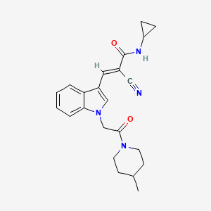 molecular formula C23H26N4O2 B11509040 (2E)-2-cyano-N-cyclopropyl-3-{1-[2-(4-methylpiperidin-1-yl)-2-oxoethyl]-1H-indol-3-yl}prop-2-enamide 