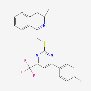 1-({[4-(4-Fluorophenyl)-6-(trifluoromethyl)pyrimidin-2-yl]sulfanyl}methyl)-3,3-dimethyl-3,4-dihydroisoquinoline