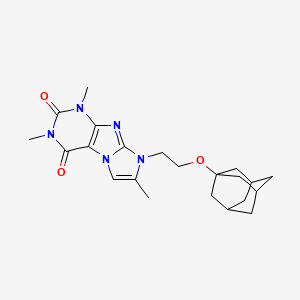 molecular formula C22H29N5O3 B11509077 8-[2-(Adamantan-1-yloxy)ethyl]-1,3,7-trimethyl-1H,2H,3H,4H,8H-imidazo[1,2-G]purine-2,4-dione 