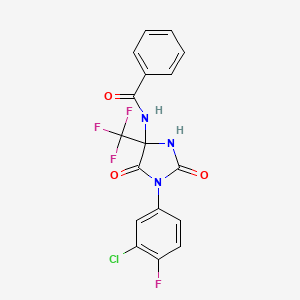 molecular formula C17H10ClF4N3O3 B11509078 N-[1-(3-chloro-4-fluorophenyl)-2,5-dioxo-4-(trifluoromethyl)imidazolidin-4-yl]benzamide 