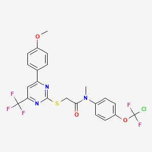 molecular formula C22H17ClF5N3O3S B11509116 N-{4-[chloro(difluoro)methoxy]phenyl}-2-{[4-(4-methoxyphenyl)-6-(trifluoromethyl)pyrimidin-2-yl]sulfanyl}-N-methylacetamide 