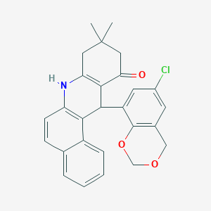 molecular formula C27H24ClNO3 B11509120 12-(6-chloro-4H-1,3-benzodioxin-8-yl)-9,9-dimethyl-8,9,10,12-tetrahydrobenzo[a]acridin-11(7H)-one 