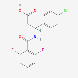 molecular formula C16H12ClF2NO3 B11509150 Propionic acid, 3-(4-chlorophenyl)-3-(2,6-difluorobenzoylamino)- 