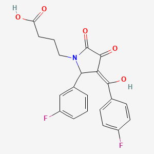 molecular formula C21H17F2NO5 B11509165 4-[3-(4-fluorobenzoyl)-2-(3-fluorophenyl)-4-hydroxy-5-oxo-2,5-dihydro-1H-pyrrol-1-yl]butanoic acid 