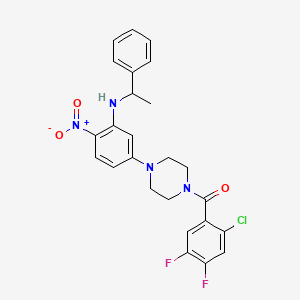 molecular formula C25H23ClF2N4O3 B11509175 (2-Chloro-4,5-difluorophenyl)(4-{4-nitro-3-[(1-phenylethyl)amino]phenyl}piperazin-1-yl)methanone 