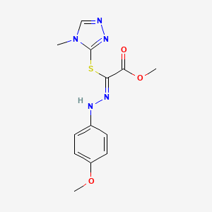 molecular formula C13H15N5O3S B11509178 methyl (2Z)-[2-(4-methoxyphenyl)hydrazinylidene][(4-methyl-4H-1,2,4-triazol-3-yl)sulfanyl]ethanoate 