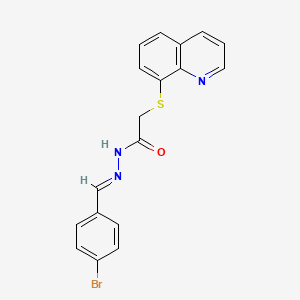 molecular formula C18H14BrN3OS B11509185 N'-[(E)-(4-bromophenyl)methylidene]-2-(quinolin-8-ylsulfanyl)acetohydrazide 