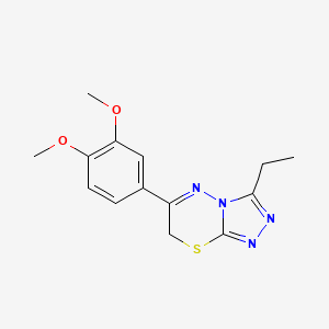 molecular formula C14H16N4O2S B11509194 6-(3,4-dimethoxyphenyl)-3-ethyl-7H-[1,2,4]triazolo[3,4-b][1,3,4]thiadiazine 