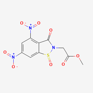 molecular formula C10H7N3O8S B11509212 methyl (4,6-dinitro-1-oxido-3-oxo-1,2-benzothiazol-2(3H)-yl)acetate 