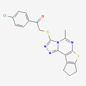 1-(4-chlorophenyl)-2-[(5-methyl-9,10-dihydro-8H-cyclopenta[4,5]thieno[3,2-e][1,2,4]triazolo[4,3-c]pyrimidin-3-yl)sulfanyl]ethanone