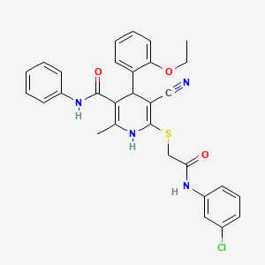 molecular formula C30H27ClN4O3S B11509233 6-({2-[(3-chlorophenyl)amino]-2-oxoethyl}sulfanyl)-5-cyano-4-(2-ethoxyphenyl)-2-methyl-N-phenyl-1,4-dihydropyridine-3-carboxamide 