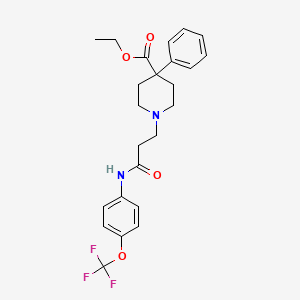 molecular formula C24H27F3N2O4 B11509238 Ethyl 1-(3-oxo-3-{[4-(trifluoromethoxy)phenyl]amino}propyl)-4-phenylpiperidine-4-carboxylate 