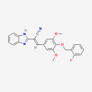 molecular formula C25H20FN3O3 B11509239 (2E)-2-(1H-benzimidazol-2-yl)-3-{4-[(2-fluorobenzyl)oxy]-3,5-dimethoxyphenyl}prop-2-enenitrile 