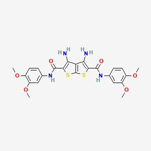 molecular formula C24H24N4O6S2 B11509240 3,4-diamino-N,N'-bis(3,4-dimethoxyphenyl)thieno[2,3-b]thiophene-2,5-dicarboxamide 