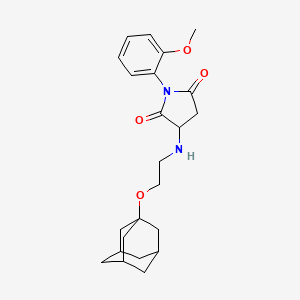 molecular formula C23H30N2O4 B11509261 3-{[2-(Adamantan-1-yloxy)ethyl]amino}-1-(2-methoxyphenyl)pyrrolidine-2,5-dione 