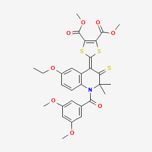 dimethyl 2-{1-[(3,5-dimethoxyphenyl)carbonyl]-6-ethoxy-2,2-dimethyl-3-thioxo-2,3-dihydroquinolin-4(1H)-ylidene}-1,3-dithiole-4,5-dicarboxylate