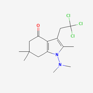 molecular formula C15H21Cl3N2O B11509269 1-(dimethylamino)-2,6,6-trimethyl-3-(2,2,2-trichloroethyl)-1,5,6,7-tetrahydro-4H-indol-4-one 