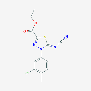 molecular formula C13H11ClN4O2S B115093 Ethyl 4-(3-chloro-4-methylphenyl)-5-cyanoimino-1,3,4-thiadiazole-2-carboxylate CAS No. 148367-89-9