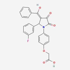 molecular formula C25H18FNO6 B11509302 {4-[2-(3-fluorophenyl)-4-hydroxy-5-oxo-3-(phenylcarbonyl)-2,5-dihydro-1H-pyrrol-1-yl]phenoxy}acetic acid 