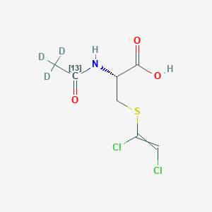 molecular formula C₆¹³CH₆D₃Cl₂NO₃S B1150931 (2R)-3-(1,2-dichloroethenylsulfanyl)-2-[(2,2,2-trideuterioacetyl)amino]propanoic acid 