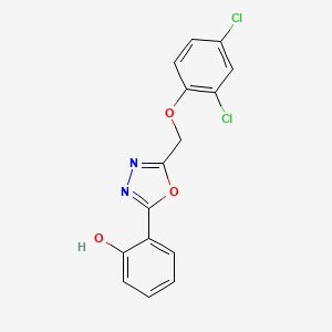 molecular formula C15H10Cl2N2O3 B11509328 2-{5-[(2,4-Dichlorophenoxy)methyl]-1,3,4-oxadiazol-2-yl}phenol 