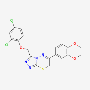 molecular formula C19H14Cl2N4O3S B11509395 3-[(2,4-dichlorophenoxy)methyl]-6-(2,3-dihydro-1,4-benzodioxin-6-yl)-7H-[1,2,4]triazolo[3,4-b][1,3,4]thiadiazine 