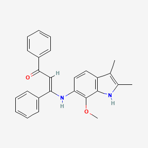 molecular formula C26H24N2O2 B11509453 (2E)-3-[(7-methoxy-2,3-dimethyl-1H-indol-6-yl)amino]-1,3-diphenylprop-2-en-1-one 