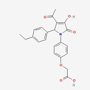 molecular formula C22H21NO6 B11509496 {4-[3-acetyl-2-(4-ethylphenyl)-4-hydroxy-5-oxo-2,5-dihydro-1H-pyrrol-1-yl]phenoxy}acetic acid 