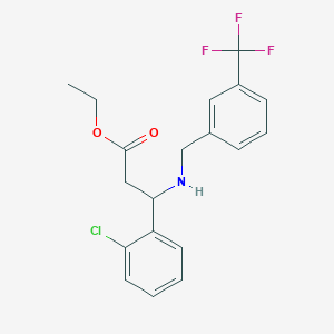 molecular formula C19H19ClF3NO2 B11509498 Ethyl 3-(2-chlorophenyl)-3-{[3-(trifluoromethyl)benzyl]amino}propanoate 