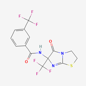 molecular formula C14H9F6N3O2S B11509503 Benzamide, N-(5-oxo-6-trifluoromethyl-2,3,5,6-tetrahydroimidazo[2,1-b]thiazol-6-yl)-3-trifluoromethyl- 