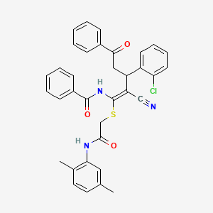 N-[(1Z)-3-(2-chlorophenyl)-2-cyano-1-({2-[(2,5-dimethylphenyl)amino]-2-oxoethyl}sulfanyl)-5-oxo-5-phenylpent-1-en-1-yl]benzamide