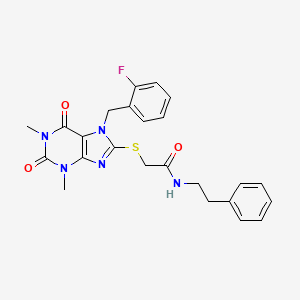 2-{[7-(2-fluorobenzyl)-1,3-dimethyl-2,6-dioxo-2,3,6,7-tetrahydro-1H-purin-8-yl]sulfanyl}-N-(2-phenylethyl)acetamide