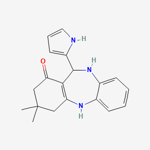 3,3-dimethyl-11-(1H-pyrrol-2-yl)-2,3,4,5,10,11-hexahydro-1H-dibenzo[b,e][1,4]diazepin-1-one