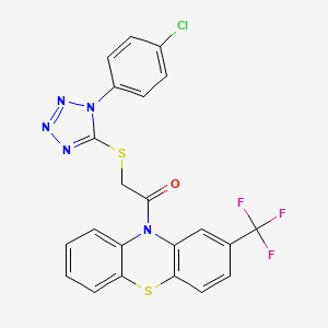 molecular formula C22H13ClF3N5OS2 B11509573 2-{[1-(4-chlorophenyl)-1H-tetrazol-5-yl]sulfanyl}-1-[2-(trifluoromethyl)-10H-phenothiazin-10-yl]ethanone 