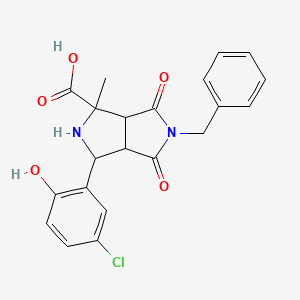 molecular formula C21H19ClN2O5 B11509588 5-Benzyl-3-(5-chloro-2-hydroxyphenyl)-1-methyl-4,6-dioxooctahydropyrrolo[3,4-c]pyrrole-1-carboxylic acid 