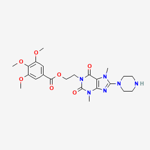 2-[3,7-dimethyl-2,6-dioxo-8-(piperazin-1-yl)-2,3,6,7-tetrahydro-1H-purin-1-yl]ethyl 3,4,5-trimethoxybenzoate